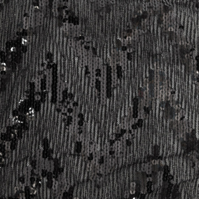 Трикотажное полотно с пайетками, шир.130 см, #311-бахрома чёрная - купить в Ачинске. Цена 1 183.35 руб.
