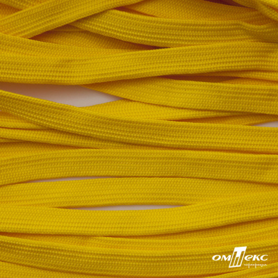 Шнур плетеный (плоский) d-12 мм, (уп.90+/-1м), 100% полиэстер, цв.269 - жёлтый - купить в Ачинске. Цена: 8.62 руб.