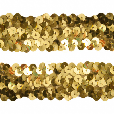 Тесьма с пайетками D16, шир. 30 мм/уп. 25+/-1 м, цвет золото - купить в Ачинске. Цена: 1 087.39 руб.