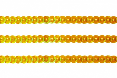 Пайетки "ОмТекс" на нитях, CREAM, 6 мм С / упак.73+/-1м, цв. 92 - золото - купить в Ачинске. Цена: 484.77 руб.