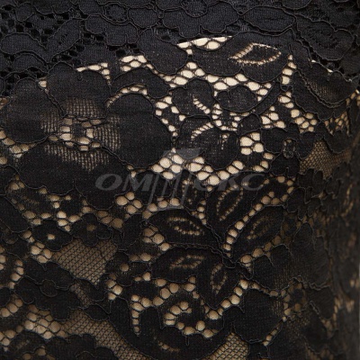 Кружевное полотно #3378, 150 гр/м2, шир.150см, цвет чёрный - купить в Ачинске. Цена 370.97 руб.