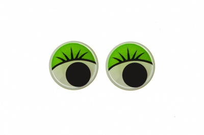 Глазки для игрушек, круглые, с бегающими зрачками, 10 мм/упак.50+/-2 шт, цв. -зеленый - купить в Ачинске. Цена: 71.20 руб.