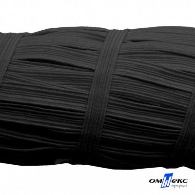 Резиновые нити с текстильным покрытием, шир. 6 мм (55 м/уп), цв.-черный - купить в Ачинске. Цена: 210.75 руб.