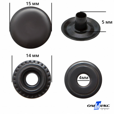 Кнопка металлическая кольцевая, 15 мм (уп. 720+/-20 шт), цвет оксид - купить в Ачинске. Цена: 1 286.95 руб.