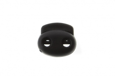 8049ТН Фиксатор пластиковый двухдырочный, 23х20 мм, цвет чёрный - купить в Ачинске. Цена: 1.37 руб.