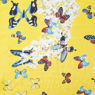 Плательная ткань "Софи" 7.2, 75 гр/м2, шир.150 см, принт бабочки - купить в Ачинске. Цена 241.49 руб.