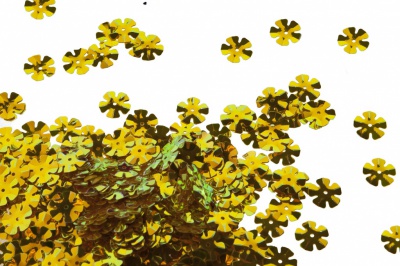 Пайетки "ОмТекс" россыпью,DOUBLE SIDED GOLD,цветок 14 мм/упак.50 гр, цв. 0460-золото - купить в Ачинске. Цена: 80.12 руб.
