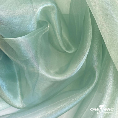 Ткань органза, 100% полиэстр, 28г/м2, шир. 150 см, цв. #104 светло-зеленый - купить в Ачинске. Цена 86.24 руб.