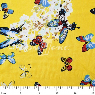 Плательная ткань "Софи" 7.2, 75 гр/м2, шир.150 см, принт бабочки - купить в Ачинске. Цена 241.49 руб.