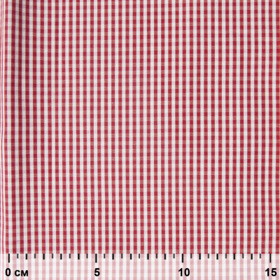 Ткань сорочечная Клетка Виши, 115 г/м2, 58% пэ,42% хл, шир.150 см, цв.5-красный, (арт.111) - купить в Ачинске. Цена 306.69 руб.