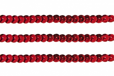 Пайетки "ОмТекс" на нитях, SILVER-BASE, 6 мм С / упак.73+/-1м, цв. 3 - красный - купить в Ачинске. Цена: 468.37 руб.