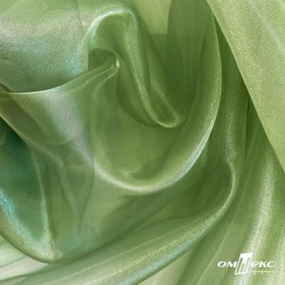 Ткань органза, 100% полиэстр, 28г/м2, шир. 150 см, цв. #27 зеленый - купить в Ачинске. Цена 86.24 руб.