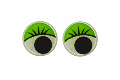 Глазки для игрушек, круглые, с бегающими зрачками, 15 мм/упак.50+/-2 шт, цв. -зеленый - купить в Ачинске. Цена: 113.01 руб.