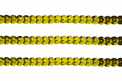 Пайетки "ОмТекс" на нитях, SILVER-BASE, 6 мм С / упак.73+/-1м, цв. 7 - св.золото - купить в Ачинске. Цена: 468.37 руб.