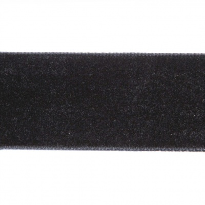 Лента бархатная нейлон, шир.25 мм, (упак. 45,7м), цв.03-черный - купить в Ачинске. Цена: 800.84 руб.
