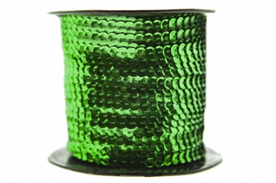 Пайетки "ОмТекс" на нитях, SILVER-BASE, 6 мм С / упак.73+/-1м, цв. 4 - зеленый - купить в Ачинске. Цена: 484.77 руб.