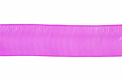 Лента органза 1015, шир. 10 мм/уп. 22,8+/-0,5 м, цвет ярк.розовый - купить в Ачинске. Цена: 38.39 руб.