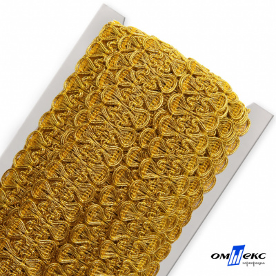 Тесьма металлизированная 0384-0777, шир. 34 мм/уп. 25+/-1 м, цвет золото - купить в Ачинске. Цена: 586.51 руб.