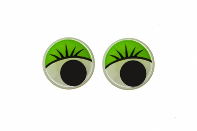 Глазки для игрушек, круглые, с бегающими зрачками, 12 мм/упак.50+/-2 шт, цв. -зеленый - купить в Ачинске. Цена: 95.04 руб.