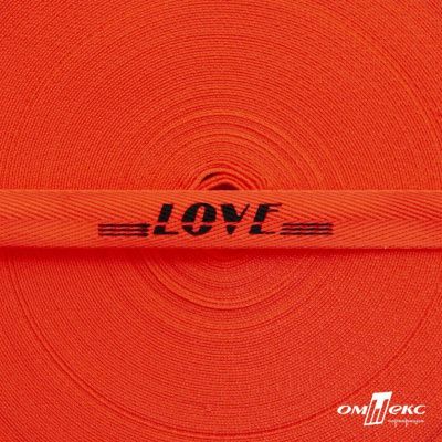 Тесьма отделочная (киперная) 10 мм, 100% хлопок, "LOVE" (45 м) цв.121-19 -оранжевый - купить в Ачинске. Цена: 797.46 руб.
