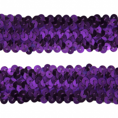 Тесьма с пайетками 12, шир. 30 мм/уп. 25+/-1 м, цвет фиолет - купить в Ачинске. Цена: 1 098.48 руб.