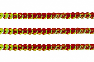 Пайетки "ОмТекс" на нитях, CREAM, 6 мм С / упак.73+/-1м, цв. 96 - красный - купить в Ачинске. Цена: 484.77 руб.