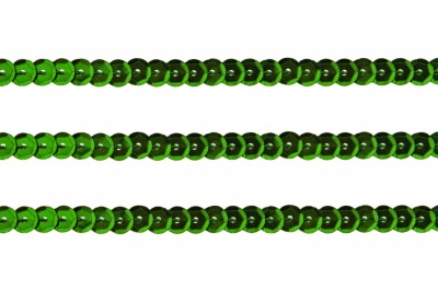 Пайетки "ОмТекс" на нитях, SILVER-BASE, 6 мм С / упак.73+/-1м, цв. 4 - зеленый - купить в Ачинске. Цена: 484.77 руб.