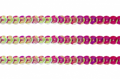 Пайетки "ОмТекс" на нитях, CREAM, 6 мм С / упак.73+/-1м, цв. 89 - розовый - купить в Ачинске. Цена: 468.37 руб.