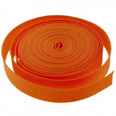 Стропа текстильная, шир. 25 мм (в нам. 50+/-1 ярд), цвет оранжевый - купить в Ачинске. Цена: 409.94 руб.