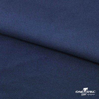 Ткань плательная Креп Рибера, 100% полиэстер,120 гр/м2, шир. 150 см, цв. Т.синий - купить в Ачинске. Цена 142.30 руб.