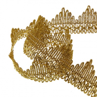 Тесьма металлизированная 0384-0240, шир. 40 мм/уп. 25+/-1 м, цвет золото - купить в Ачинске. Цена: 490.74 руб.