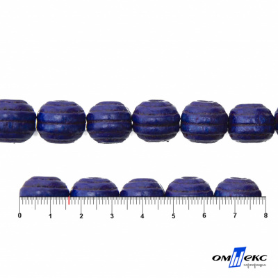 0309-Бусины деревянные "ОмТекс", 16 мм, упак.50+/-3шт, цв.006-синий - купить в Ачинске. Цена: 62.22 руб.