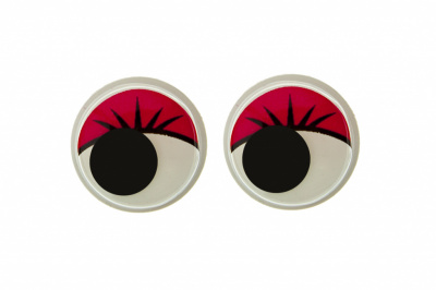 Глазки для игрушек, круглые, с бегающими зрачками, 15 мм/упак.50+/-2 шт, цв. -красный - купить в Ачинске. Цена: 113.01 руб.